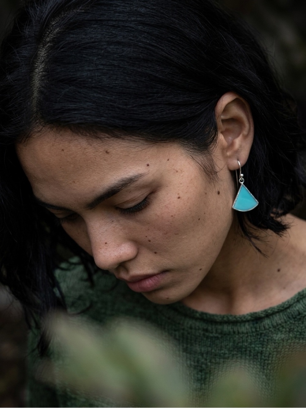 Thai .925 Silver & Turquoise Trillion Drop Earrings
